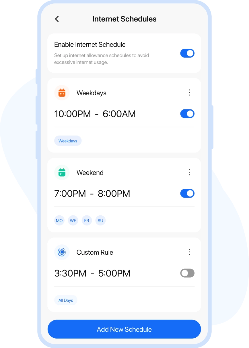 Schedule internet